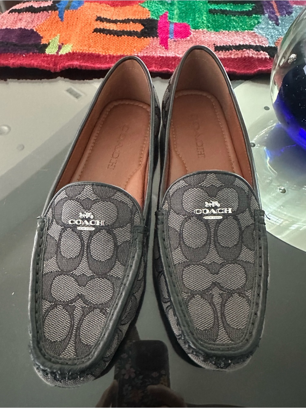 COACH Women's Gray Signature Canvas Slip-On Loafers
